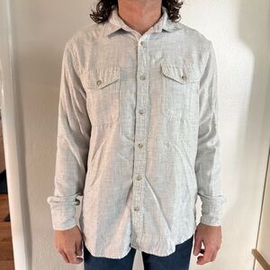 Sonoma Button Down Long Sleeve Shirt With Chest Pockets Light Gray
